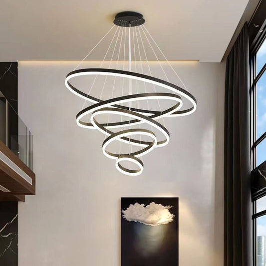 Black 5 Rings Minimalist LED Pendant Light